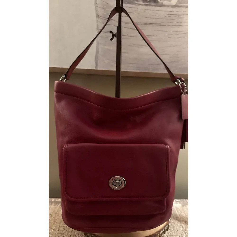 Coach Legacy Archival Red Bucket Hobo Bag Leather Turnlock Pocket G1269-21193
